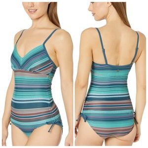 PRANA NWT Moorea One Piece Swimsuit Striped Blue Sz Small